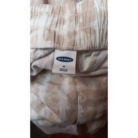 Old Navy Size Medium High-Waisted Beige Tie-Dye Linen-Blend Straight Crop Pants - Picture 5 of 10